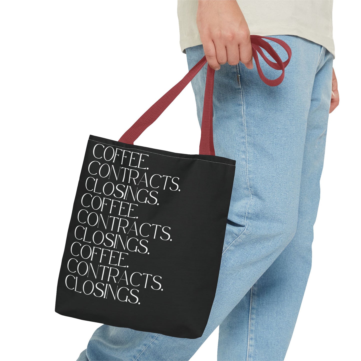 Coffee, Contracts, Closings. Black Tote Bag