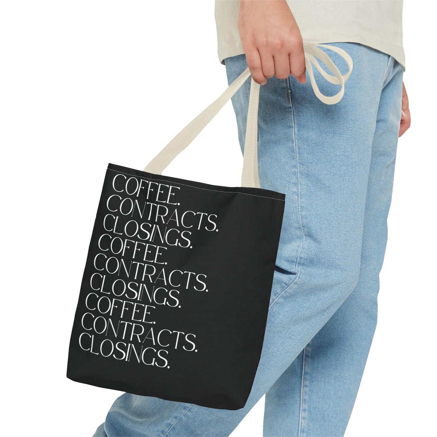 Coffee, Contracts, Closings. Black Tote Bag