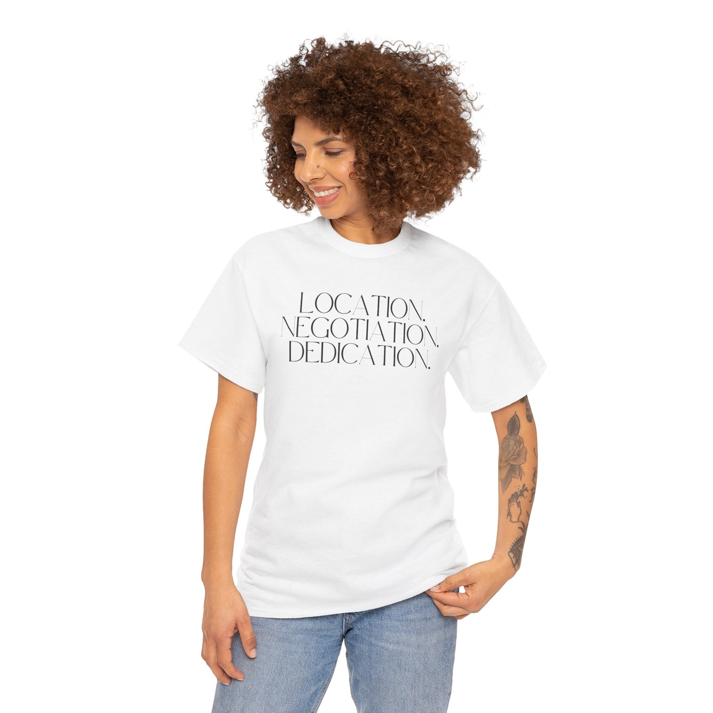 Location Negotiation Dedication White Tee