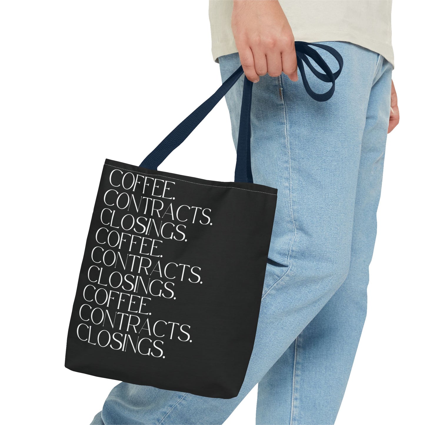 Coffee, Contracts, Closings. Black Tote Bag
